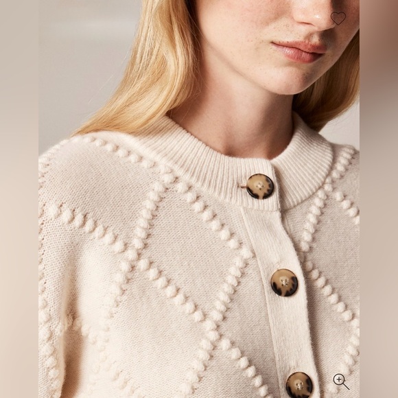 NWT! J. CREW Women’s Popcorn-stitch Cardigan in Vintage Wool, Ivory, Size Small - Picture 10 of 14